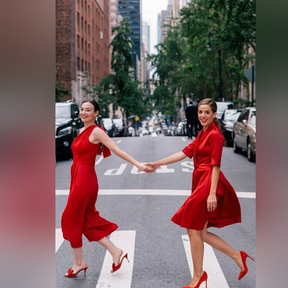 NWT Gal Meets Glam Collection Ruby Red Satin Christmas Holiday Dress 6 Petite - Picture 6 of 9